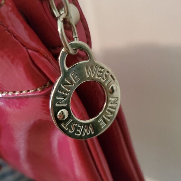 Nine West Pink Patent Vegan Crossbody Bag with Buckle Detail & Adjustable Strap - Picture 3 of 5